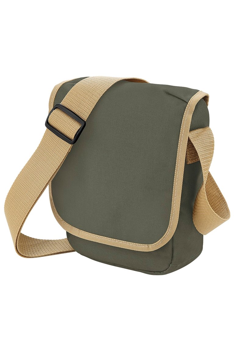 Bagbase Mini Adjustable Reporter / Messenger Bag (2 liters) (Pack of 2) (Olive/Caramel) (One Size) - Olive/Caramel