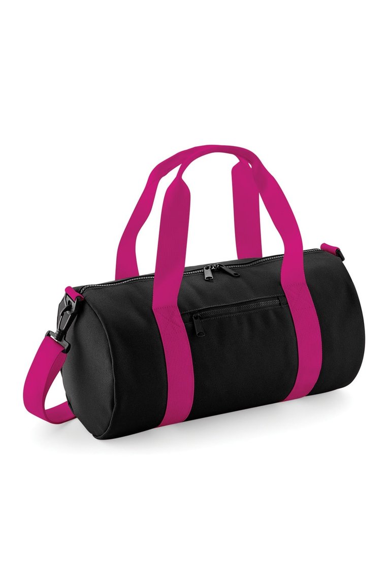 Bagbase Mini Barrel Bag (Black/Fuchsia) (One Size) - Black/Fuchsia