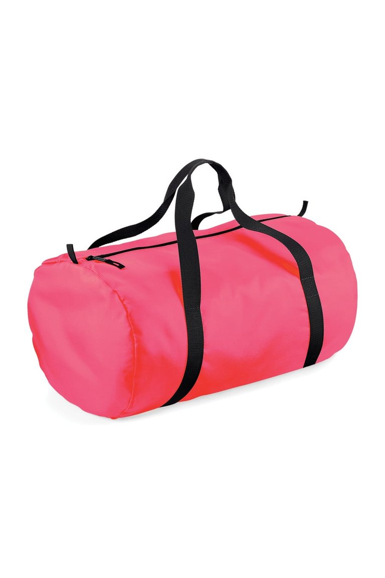 BagBase Packaway Barrel Bag/Duffel Water Resistant Travel Bag (8 Gallons) (Fluorescent Pink / Black) (One Size) - Fluorescent Pink / Black