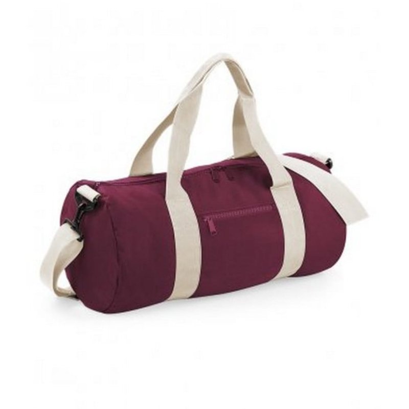 Bagbase Plain Varsity Barrel/duffel Bag (5 Gallons) (pack Of 2) (burgundy/off White) (one Si In Purple