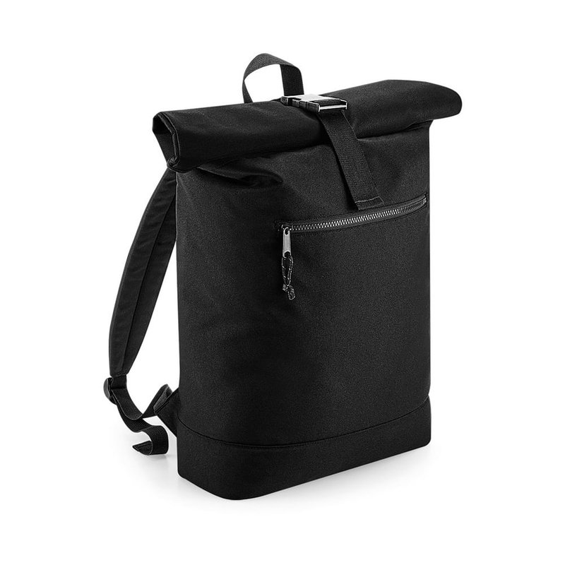 Bagbase Unisex Recycled Roll-top Backpack (black) (one Size)