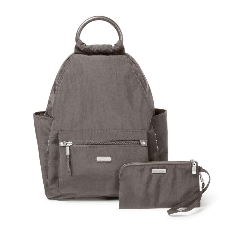 Baggallini All Day Backpack With Rfid Phone Wristlet In Grey