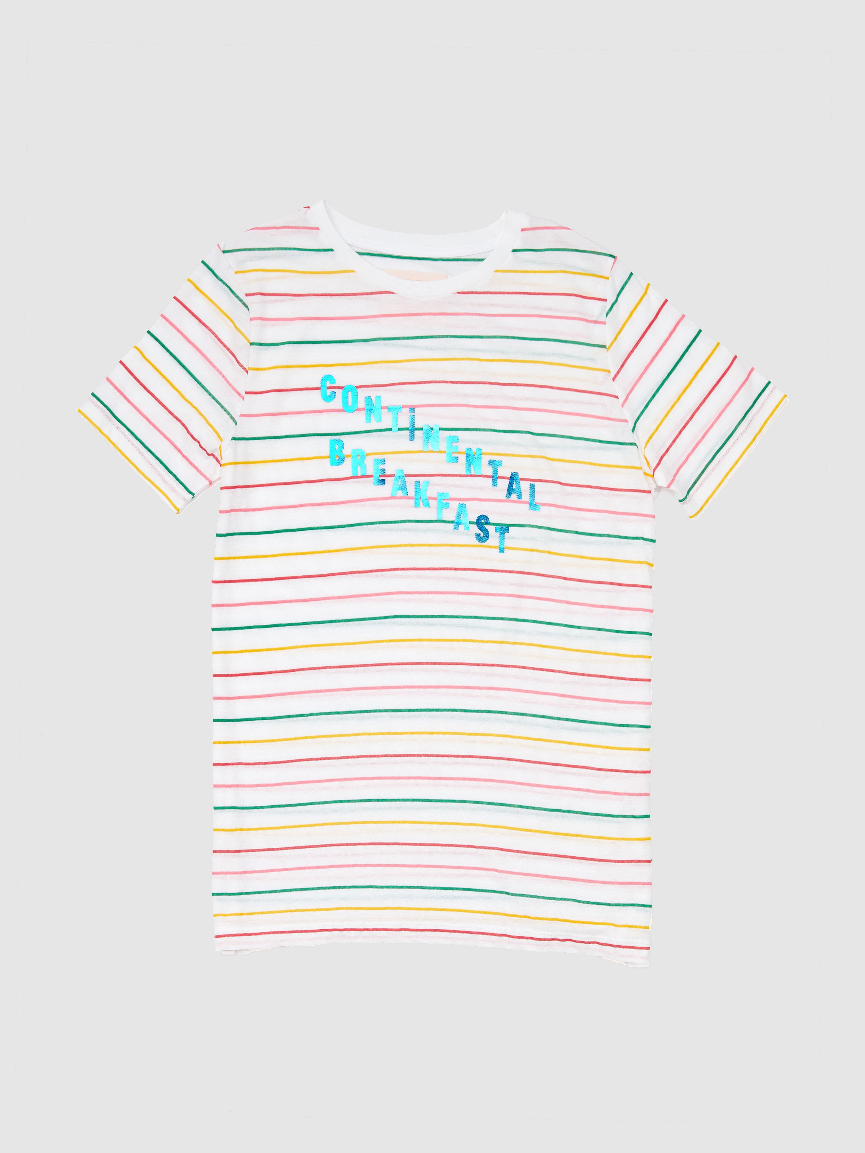 Bando Ban.do Continental Breakfast Striped Classic Tee In Candy Stripe