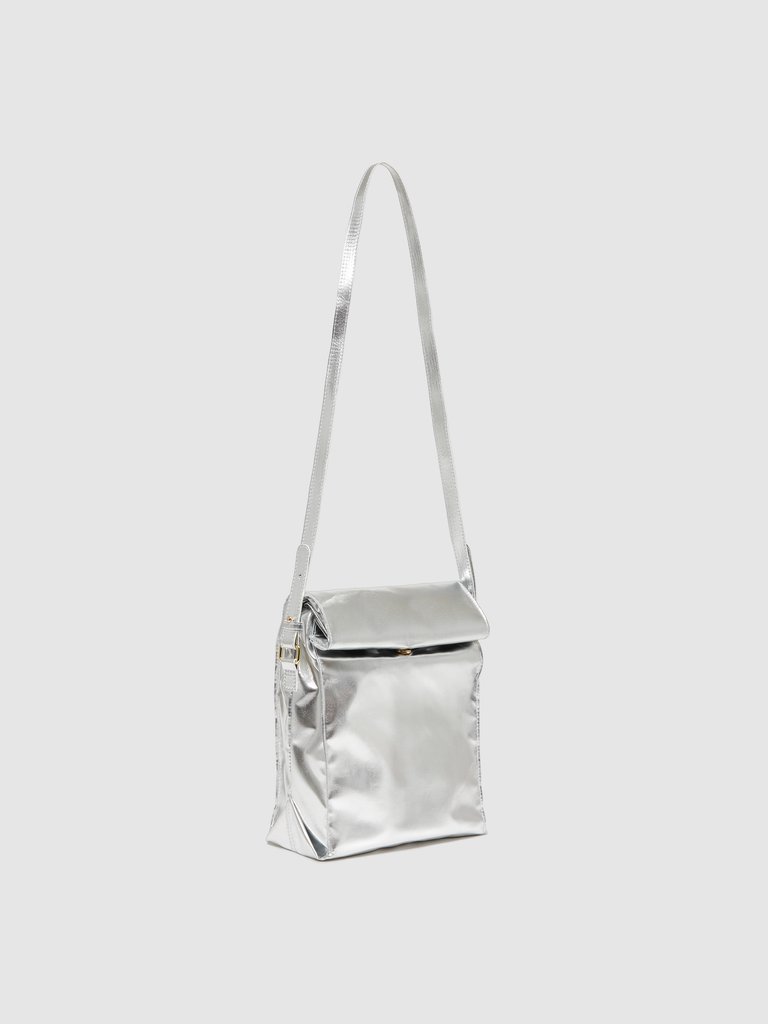 What's For Lunch? Square Lunch Bag - Metallic Silver