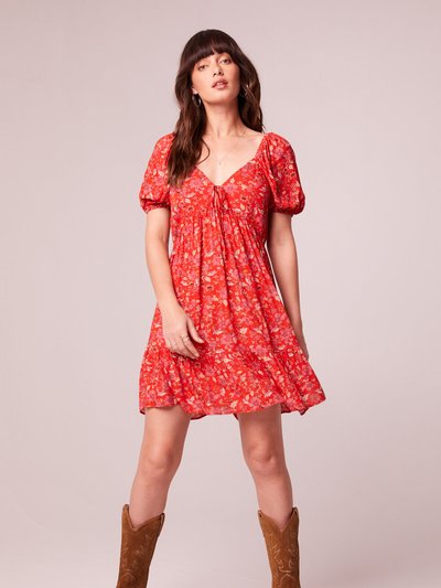 B.O.G. Collective Desiree Crimson Floral Puff Sleeve Mini Dress product