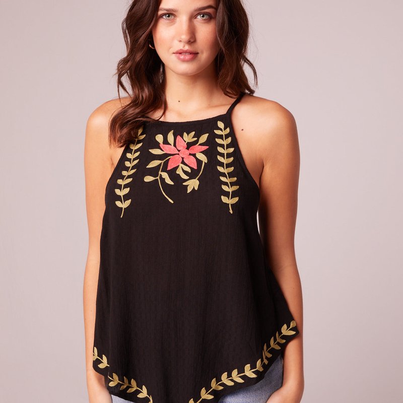 B.o.g. Collective Instant Karma Black Embroidered Handkerchief Top