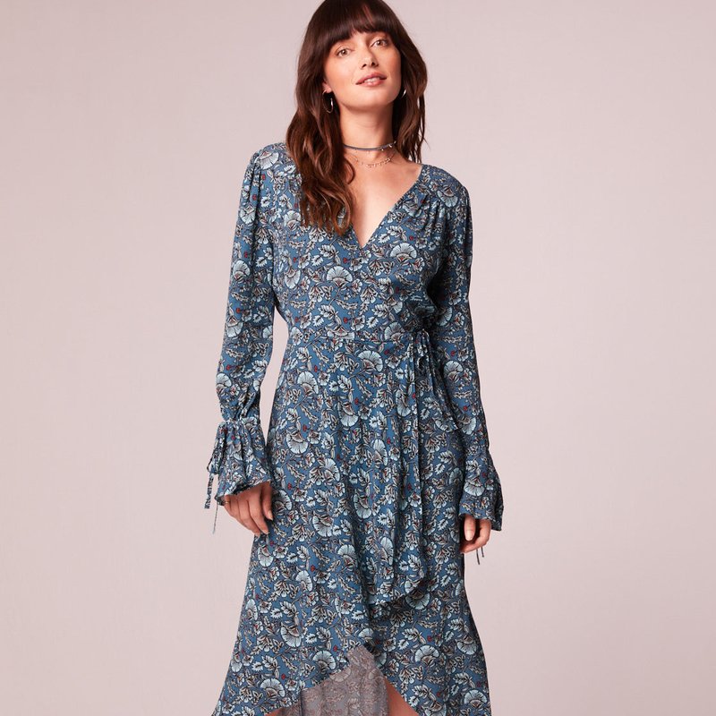 B.o.g. Collective Jewel Teal Floral Wrap Maxi Dress In Blue