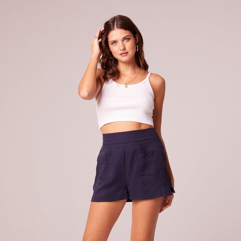 B.o.g. Collective Percy Navy High Waisted Shorts In Blue