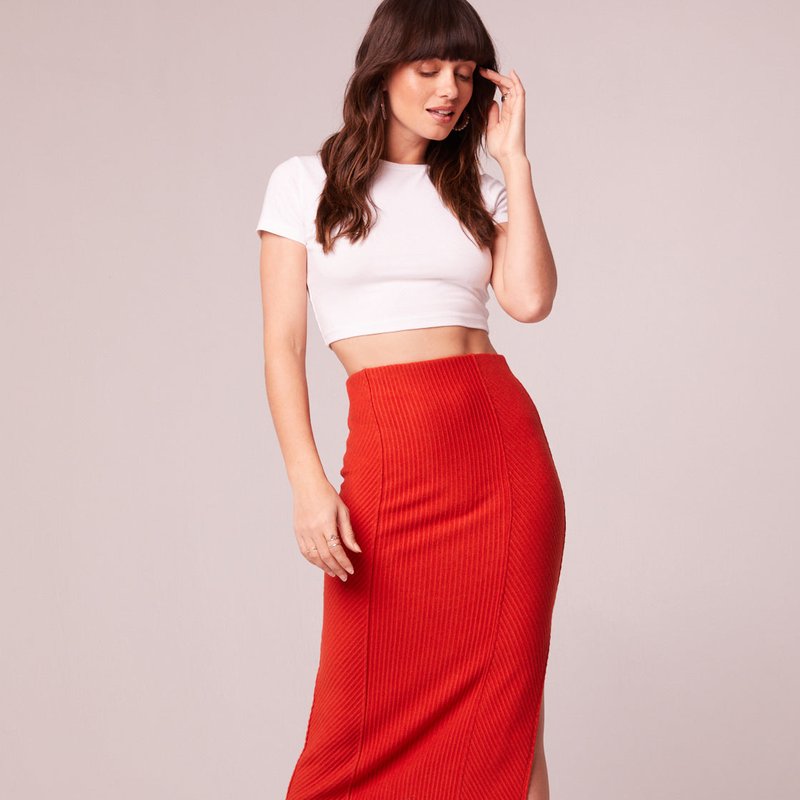 B.o.g. Collective Renee Rust Ribbed Pencil Skirt In Red