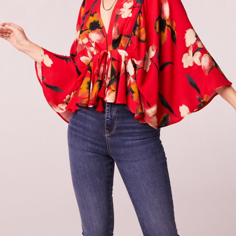 B.o.g. Collective The High Priestess Red Floral Batwing Top