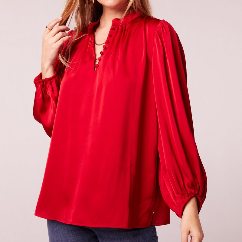 Band Of The Free Beth Red Satin Long Sleeve Top