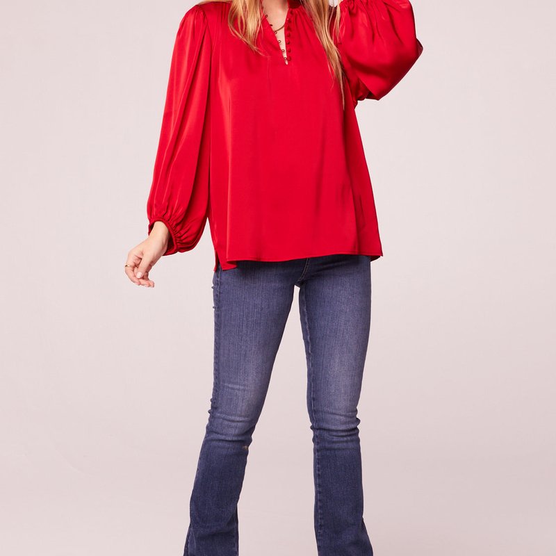 Band Of The Free Beth Red Satin Long Sleeve Top