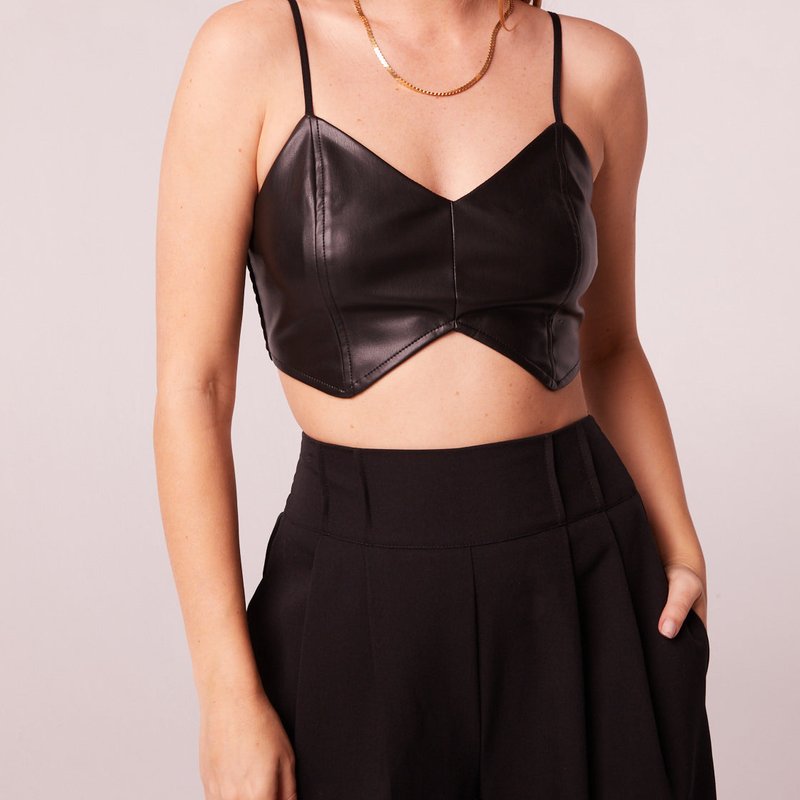 BAND OF THE FREE FIRECRACKER BLACK FAUX LEATHER CROP TOP