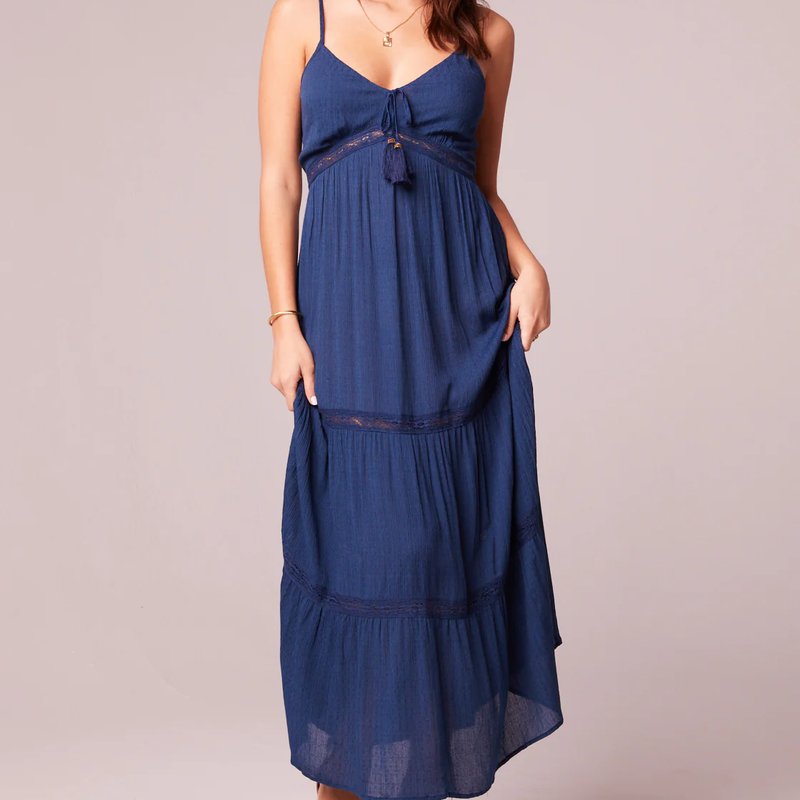 Band Of The Free Tatiana Navy Lace Inset Maxi Dress In Blue