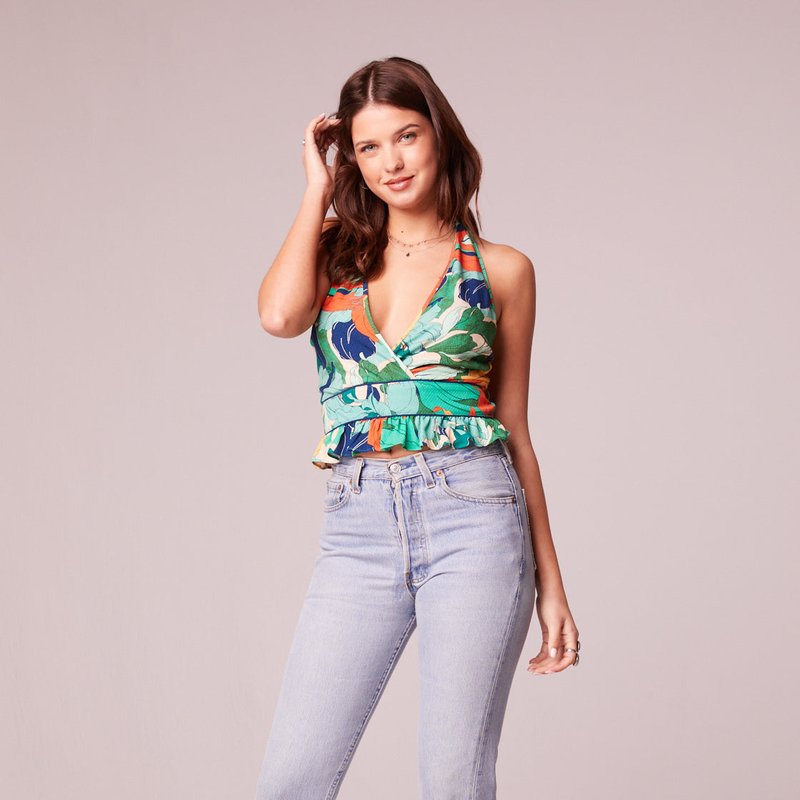Band Of The Free Vera Green Floral Halter Top