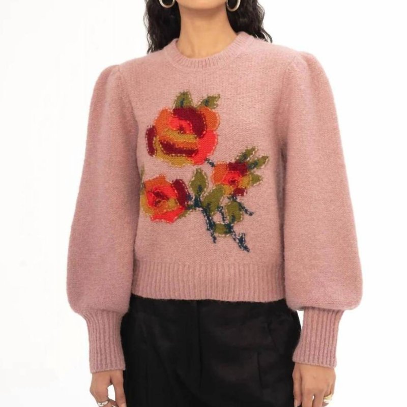 Shop Banjanan Rosie Handknit Crew Sweater In Pink