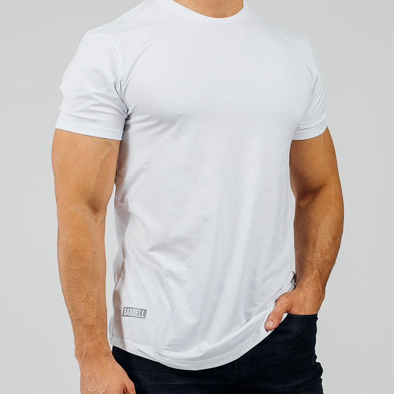 Barbell Apparel Fitted Drop Hem Tee In White