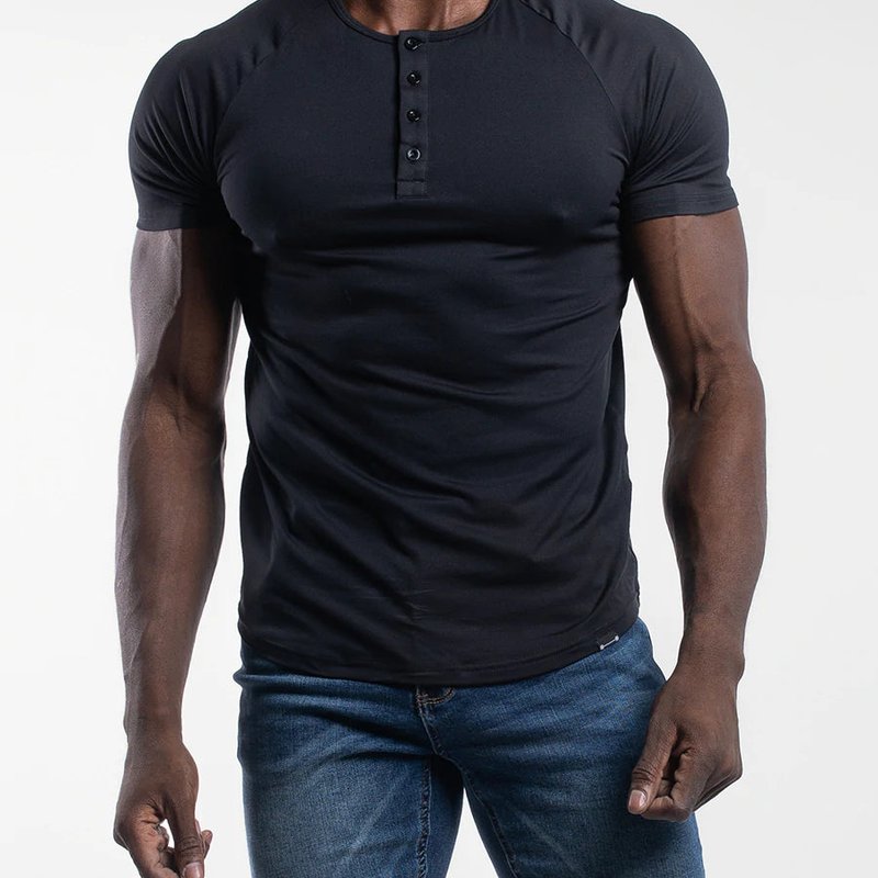Barbell Apparel Scout Henley Short Sleeve In Black