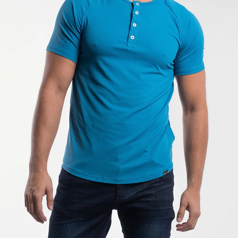 Barbell Apparel Scout Henley Short Sleeve In Blue