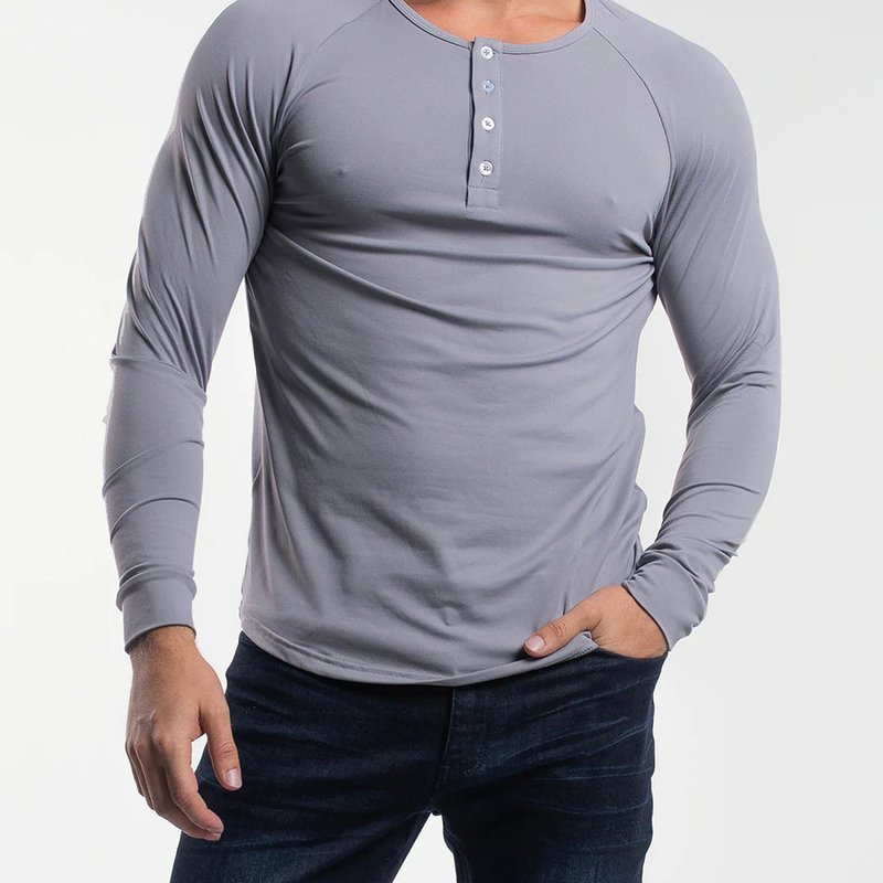 Barbell Apparel Scout Henley T Shirt In Grey