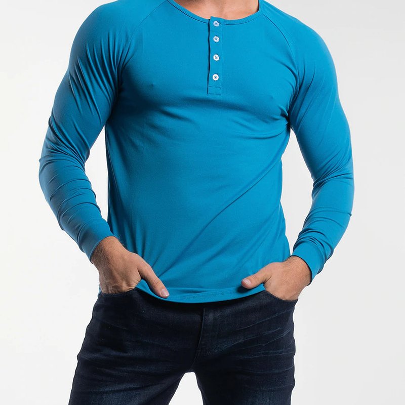 Barbell Apparel Scout Henley T Shirt In Blue