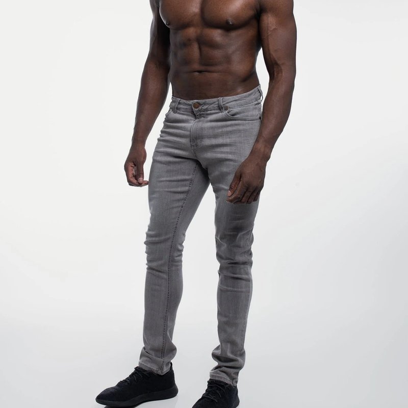 Barbell Apparel Straight Athletic Fit Jeans In Grey