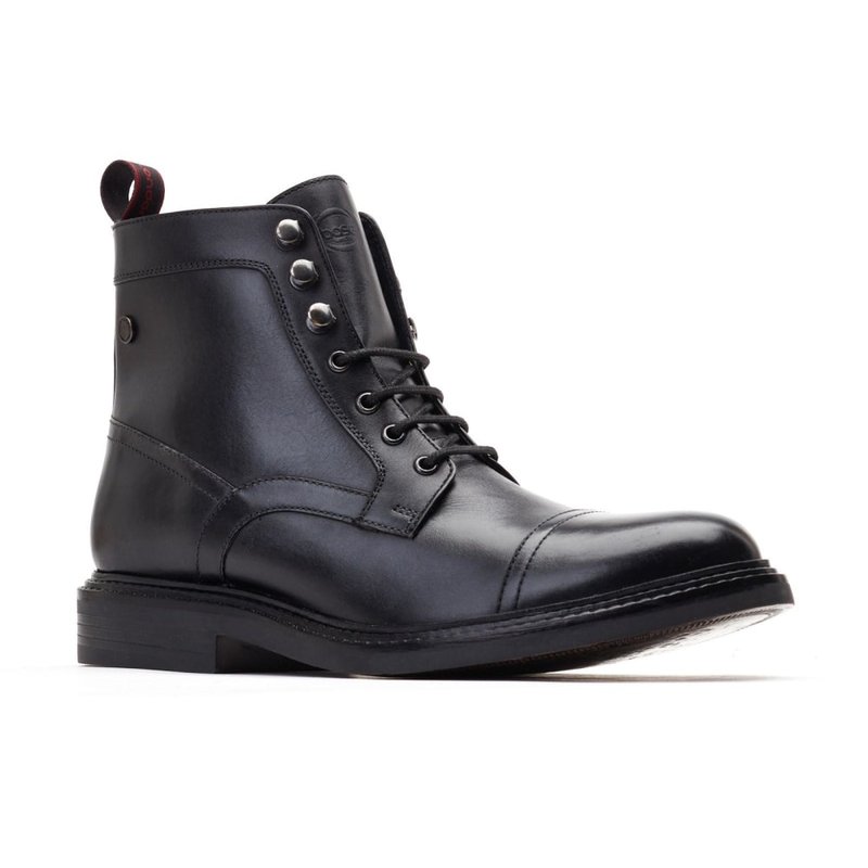 Base London Mens Henderson Leather Combat Boots (black)