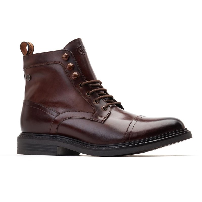 Base London Mens Henderson Leather Combat Boots (dark Brown)
