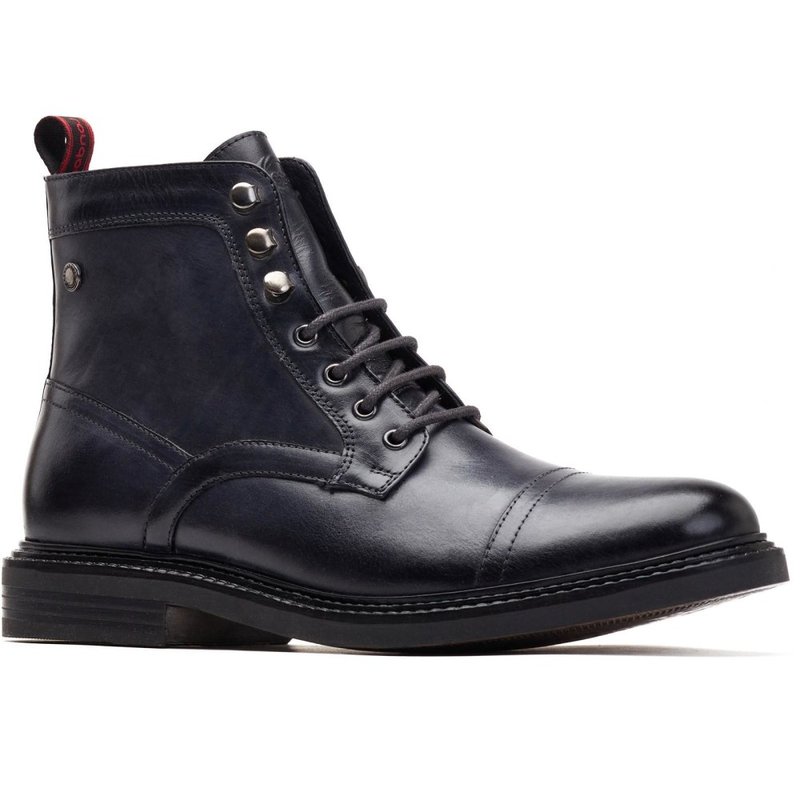 Base London Mens Henderson Leather Combat Boots (dark Grey)