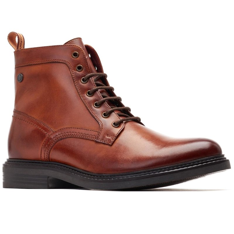 Base London Mens Peyton Leather Combat Boots In Brown