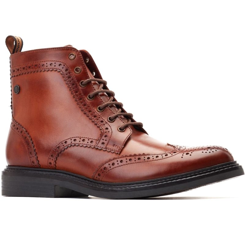 Base London Mens Shaw Leather Brogues Boot In Brown