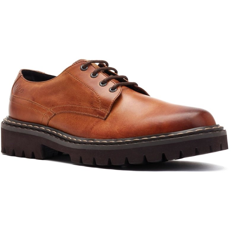 Base London Mens Wick Leather Derby Shoes (burnt Tan) In Brown