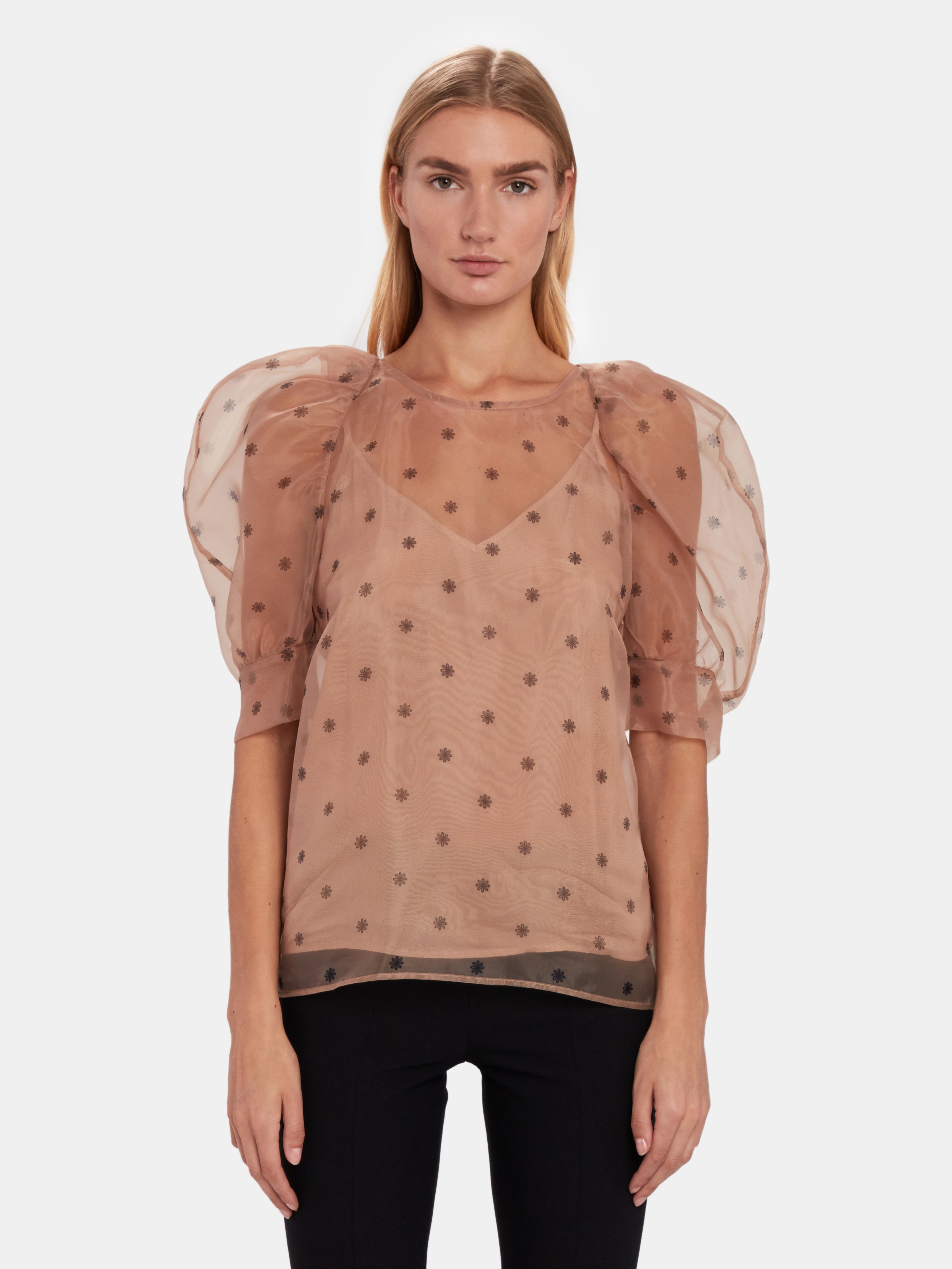 chiffon puff sleeve top