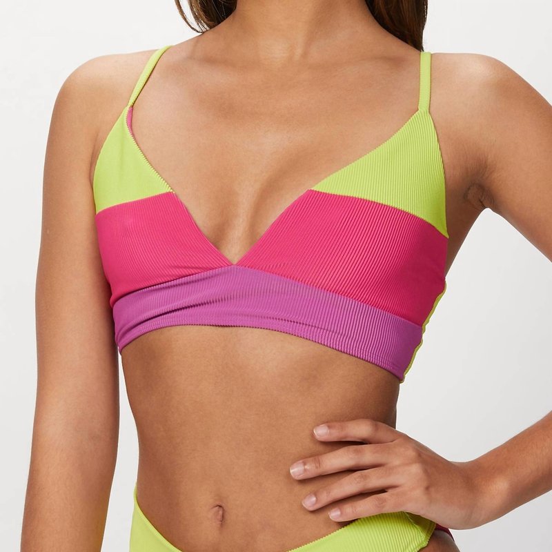 Shop Beach Riot Riza Top In Lime Punch Colorblock In Green
