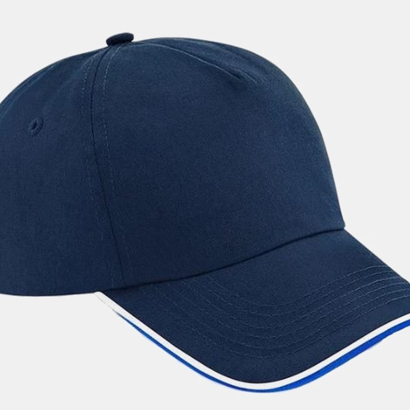 Beechfield Adults Unisex Authentic 5 Panel Piped Peak Cap In Blue