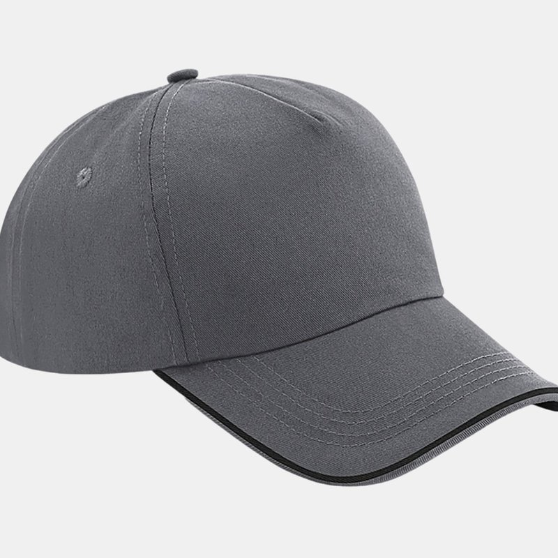 Beechfield Authentic Piped 5 Panel Cap In Grey