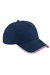 Beechfield Adults Unisex Authentic 5 Panel Piped Peak Cap (French Navy/Classic Red/White) - French Navy/Classic Red/White