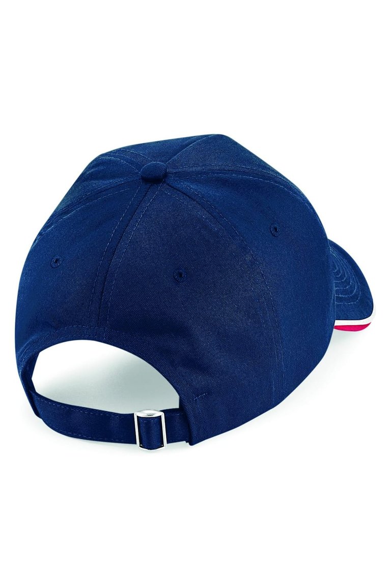 Beechfield Adults Unisex Authentic 5 Panel Piped Peak Cap (French Navy/Classic Red/White)