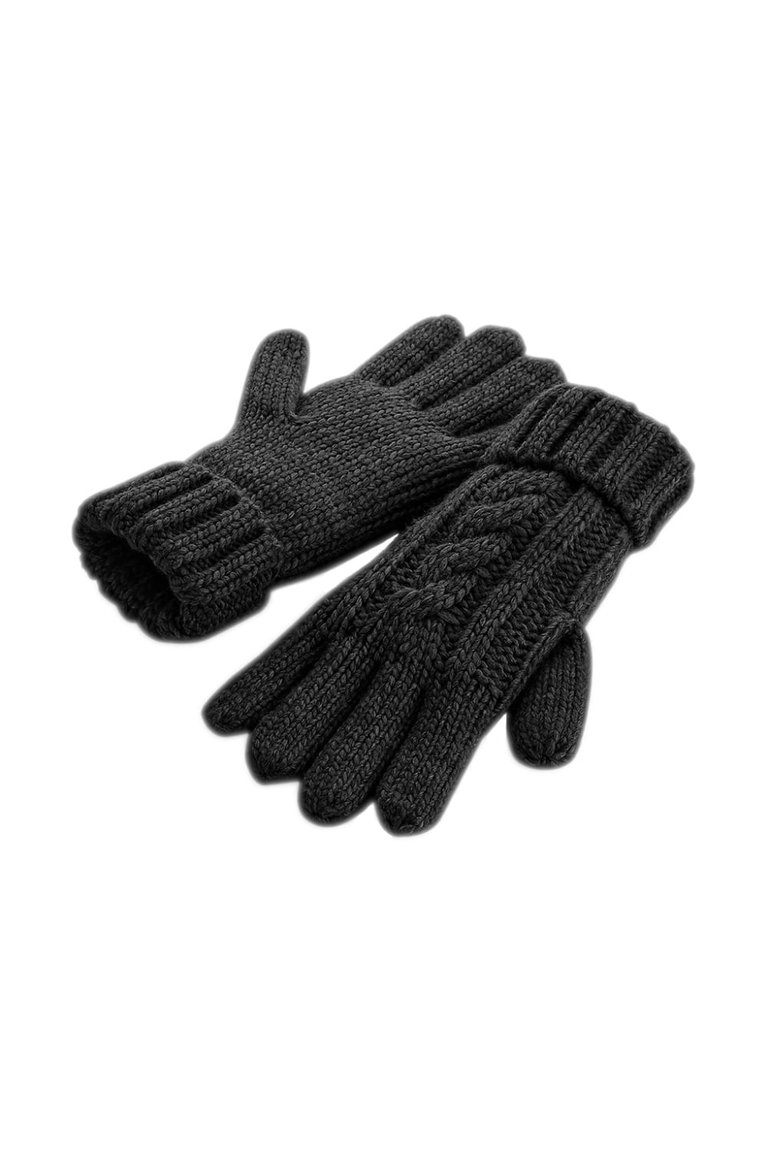 Beechfield Cable Knit Melange Gloves (Black) - Black