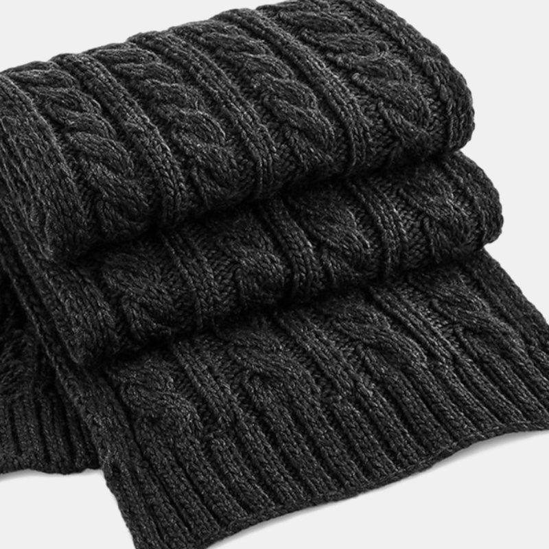Beechfield Cable Knit Melange Scarf (black)