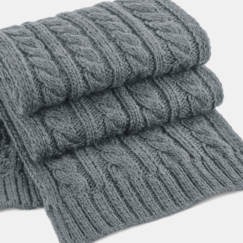 Beechfield Cable Knit Melange Scarf (light Gray) In Grey