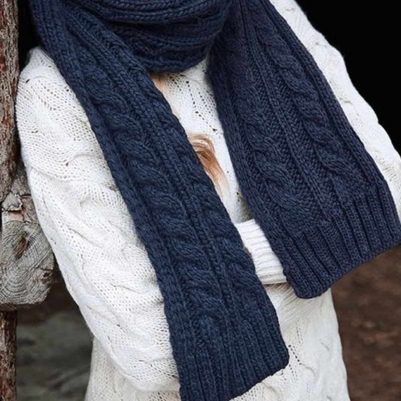 Shop Beechfield Cable Knit Melange Scarf (navy) In Blue