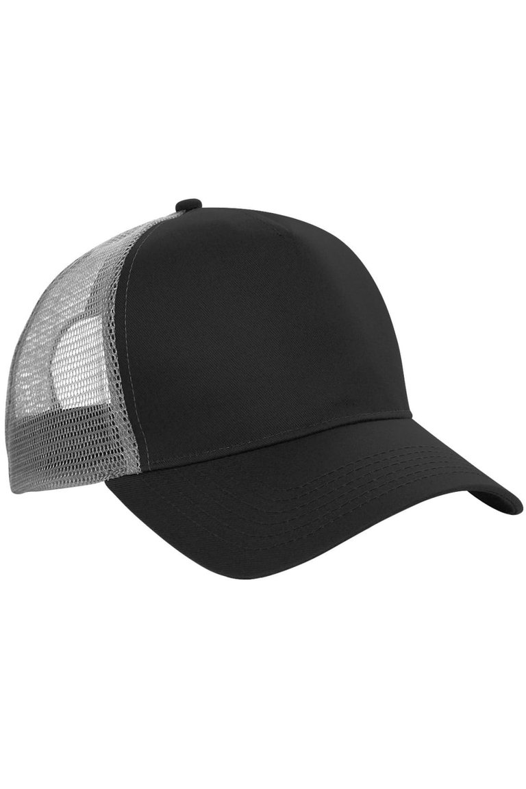 Beechfield Mens Half Mesh Trucker Cap/Headwear (Pack of 2) (Black/ Light Grey) - Black/ Light Grey
