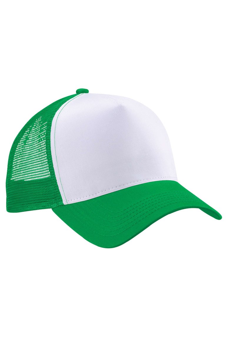 Beechfield Mens Half Mesh Trucker Cap/Headwear (Pure Green/White) - Pure Green/White
