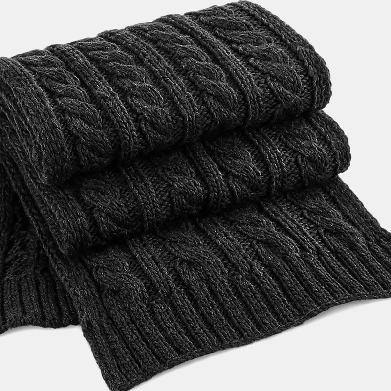 Beechfield Unisex Cable Knit Melange Scarf (black)