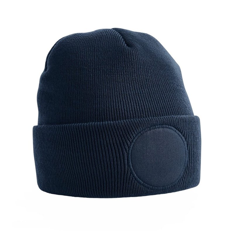 Beechfield Unisex Circular Patch Cuffed Beanie (french Navy) In Blue