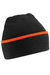 Beechfield Unisex Knitted Winter Beanie Hat (Black/Orange) - Black/Orange