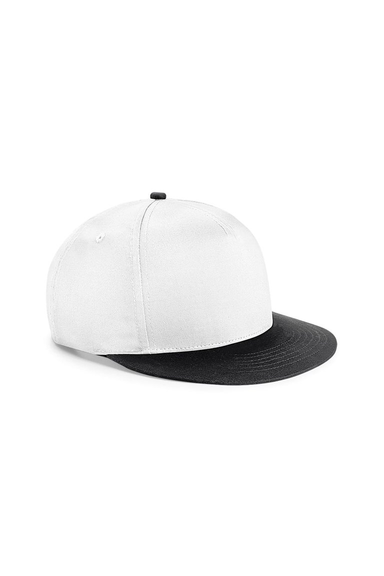 Beechfield Youth Unisex Retro Snapback Cap (White/ Black) - White/ Black