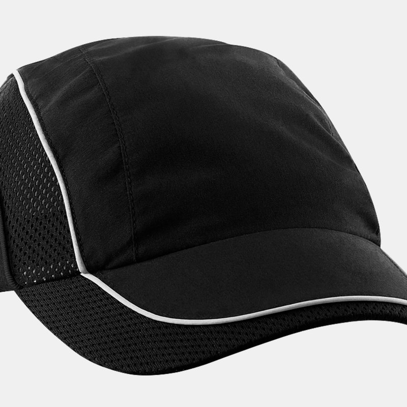Beechfield Coolmax® Flow Mesh Baseball Cap/headwear In Black