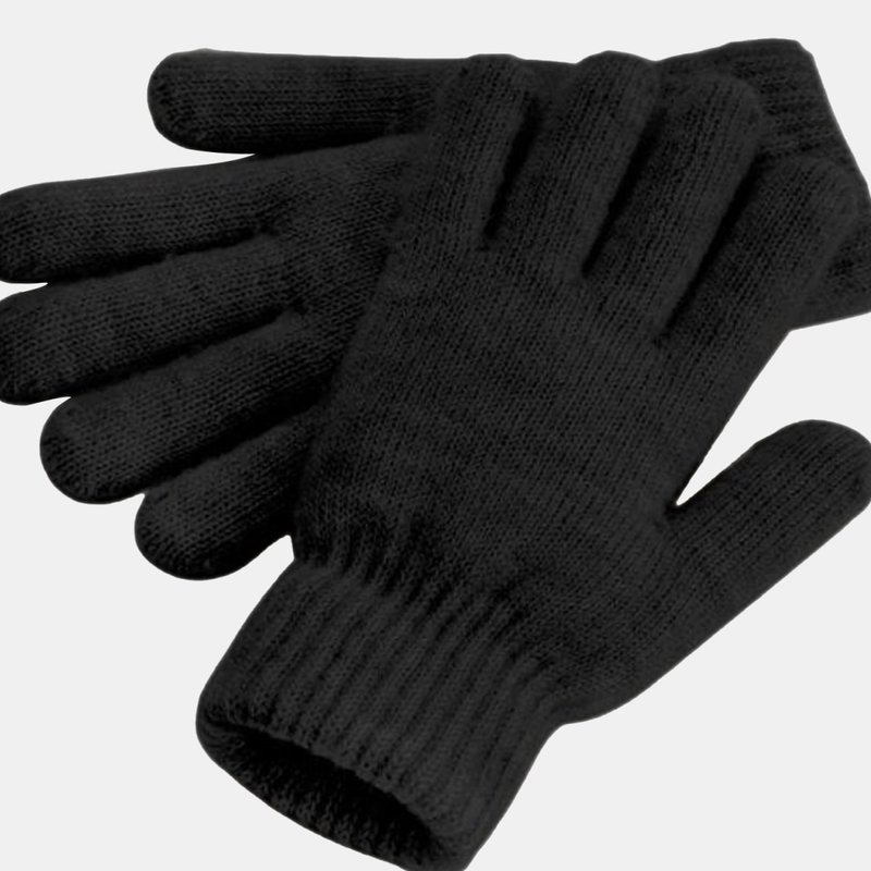 Beechfield Cosy Cuffed Marl Ribbed Winter Gloves In Black
